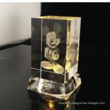 3D Laser Crystal Cartoon Mouse with MultiColor Crystal Led Light Base